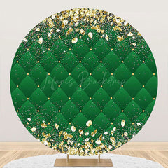 Lofaris Royal Green Gold Diamonds Round Birthday Backdrop