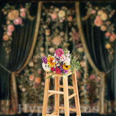 Lofaris Royal Luxury Green Floral Curtain Fine Art Backdrop