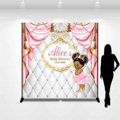 Lofaris Royal Pink White Custom Name Baby Shower Backdrop