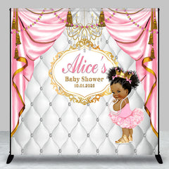 Lofaris Royal Pink White Custom Name Baby Shower Backdrop