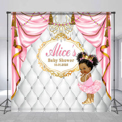 Lofaris Royal Pink White Custom Name Baby Shower Backdrop