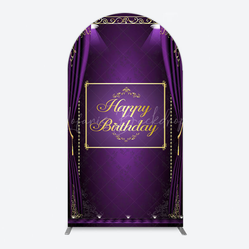 Lofaris Royal Purple Curtain Happy Birthday Arch Backdrop