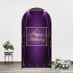 Lofaris Royal Purple Curtain Happy Birthday Arch Backdrop