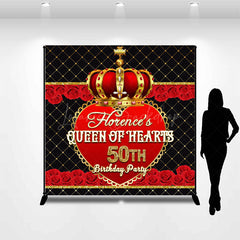 Lofaris Royal Red Crown Rose Custom 50th Birthday Backdrop