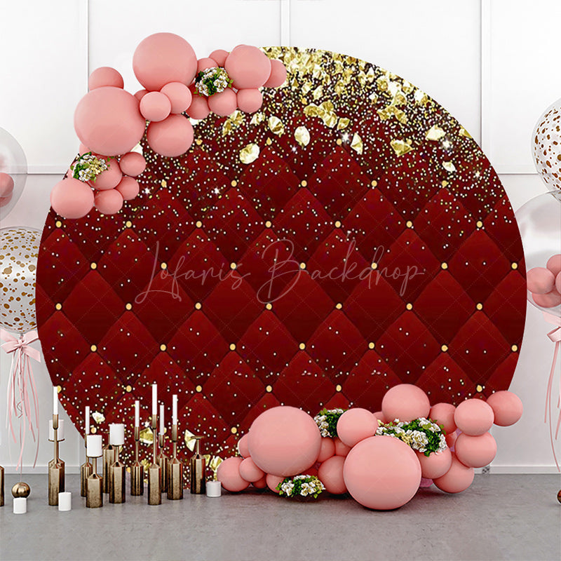 Lofaris Royal Red Gold Diamonds Round Graduation Backdrop