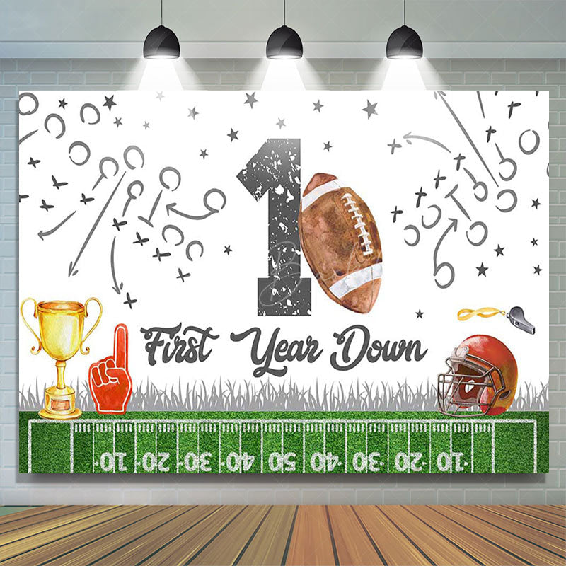 Lofaris Rugby Field Sports 1st Year Down Birthday Backdrop