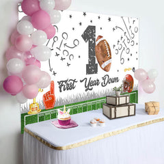 Lofaris Rugby Field Sports 1st Year Down Birthday Backdrop