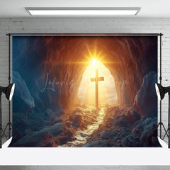 Lofaris Rugged Cave Sunrise Scene Cross Easter Backdrop