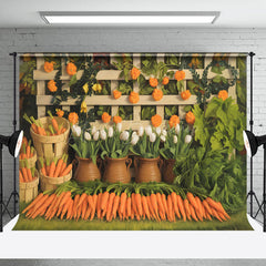 Lofaris Rural Greenery Carrots Floral Spring Photo Backdrop