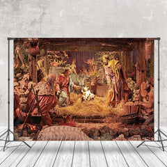 Lofaris Rural Shabby Shed Nativity Merry Christmas Backdrop