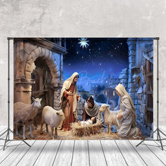 Lofaris Rural Shed Twinkle Night Nativity Christmas Backdrop