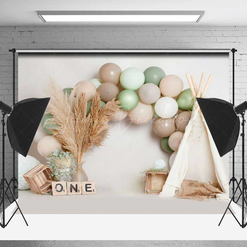 Lofaris Rustic 1St Birthday Balloon Arch Tipi Tent Backdrop