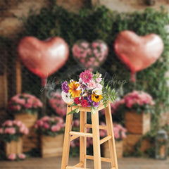 Lofaris Rustic Wall Greenery Pink Floral Balloons Backdrop