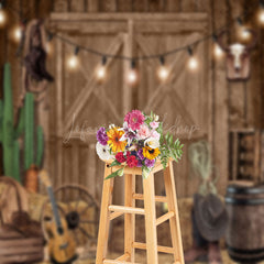 Lofaris Rustic Western Barn Cowboy Decor Wood Door Backdrop