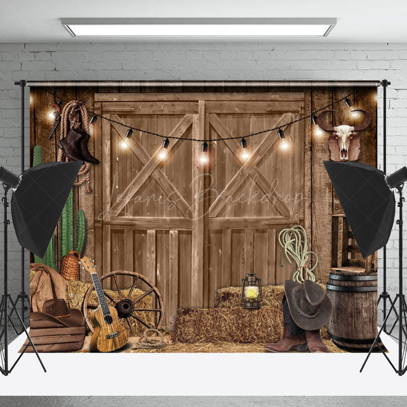 Lofaris Rustic Western Barn Cowboy Decor Wood Door Backdrop