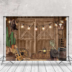 Lofaris Rustic Western Barn Cowboy Decor Wood Door Backdrop