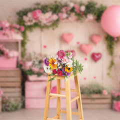 Lofaris Rustic Wood Wall Floral Greenery Balloons Backdrop