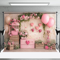 Lofaris Rustic Wood Wall Floral Greenery Balloons Backdrop