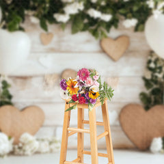 Lofaris Rustic Wooden Wall Floral Greenery Balloons Backdrop