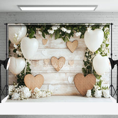 Lofaris Rustic Wooden Wall Floral Greenery Balloons Backdrop