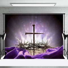 Lofaris Sacred Cross Thorn Crown Centerpiece purple Backdrop