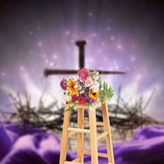 Lofaris Sacred Cross Thorn Crown Centerpiece purple Backdrop