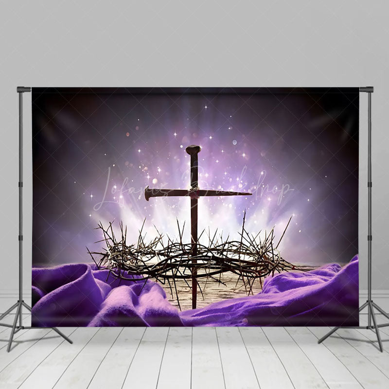 Lofaris Sacred Cross Thorn Crown Centerpiece purple Backdrop