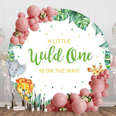 Lofaris Safari Animals Plant Wild One Round Birthday Backdrop