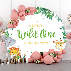 Lofaris Safari Animals Plant Wild One Round Birthday Backdrop