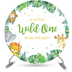 Lofaris Safari Animals Plant Wild One Round Birthday Backdrop