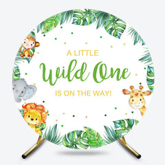 Lofaris Safari Animals Plant Wild One Round Birthday Backdrop