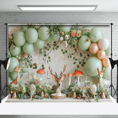 Lofaris Safari Green Jungle Deer Balloon Cake Smash Backdrop