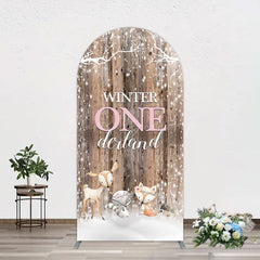 Lofaris Safari Wooden Snowy Winter Onederland Arch Backdrop