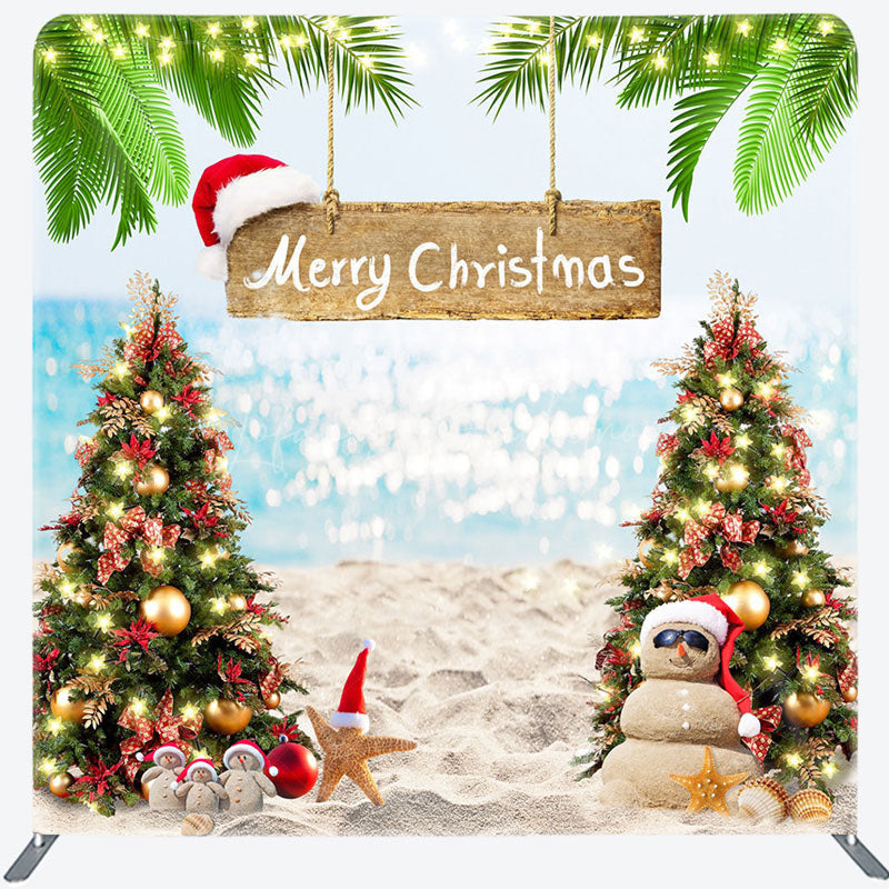 Lofaris Sandy Beach Bokeh Merry Summer Christmas Backdrop