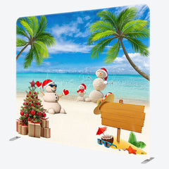 Lofaris Sandy Beach Pine Trees Christmas In July Backdrop