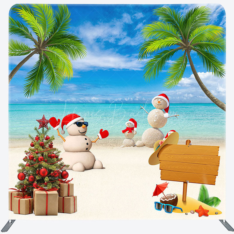 Lofaris Sandy Beach Pine Trees Christmas In July Backdrop