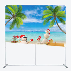 Lofaris Sandy Beach Pine Trees Christmas In July Backdrop