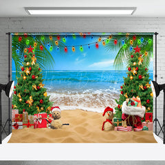 Lofaris Sandy Beach Trees Festive Christmas In July Backdrop