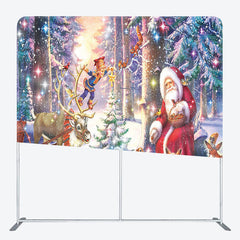 Lofaris Santa Animals Forest Holiday Tension Fabric Backdrop