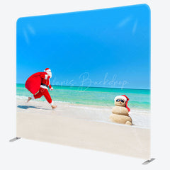 Lofaris Santa Beach Christmas Double-Sided Square Backdrop