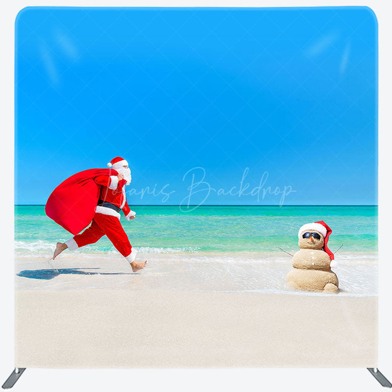 Lofaris Santa Beach Christmas Double-Sided Square Backdrop