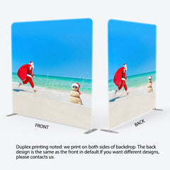 Lofaris Santa Beach Christmas Double-Sided Square Backdrop