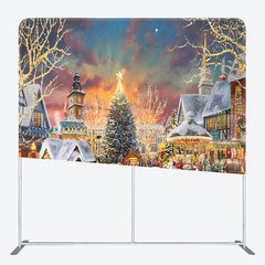 Lofaris Santa Carriage Xmas Town Double-Sided Square Backdrop