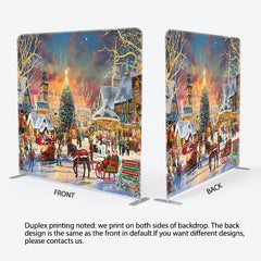 Lofaris Santa Carriage Xmas Town Double-Sided Square Backdrop