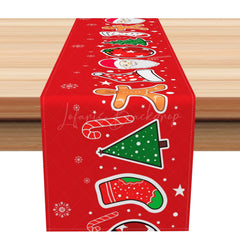 Lofaris Santa Christmas Tree Candy Gingerbread Table Runner