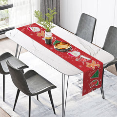 Lofaris Santa Christmas Tree Candy Gingerbread Table Runner