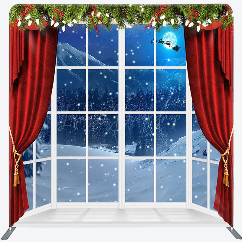 Lofaris Santa Claus Window Christmas Tension Fabric Backdrop