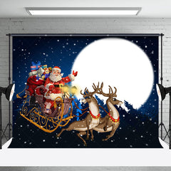 Lofaris Santa Delivering Gifts Moon Night Christmas Backdrop