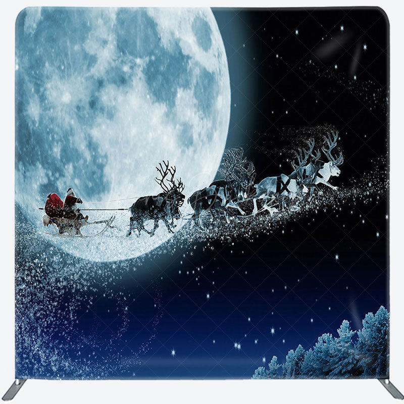 Lofaris Santa Elks Moon Night Christmas Pillow Case Backdrop