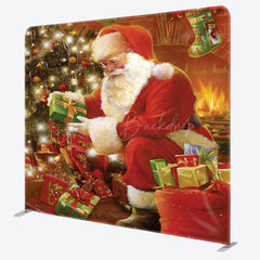 Lofaris Santa Gifts Xmas Tree Double-Sided Square Backdrop